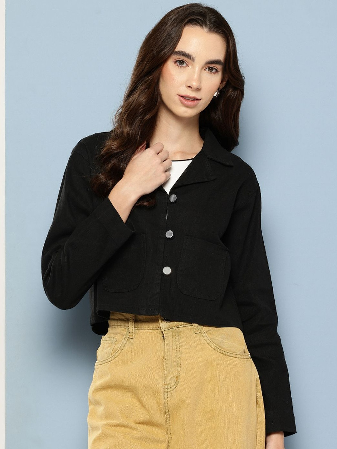CORSICA Women Black Cotton Denim Jacket