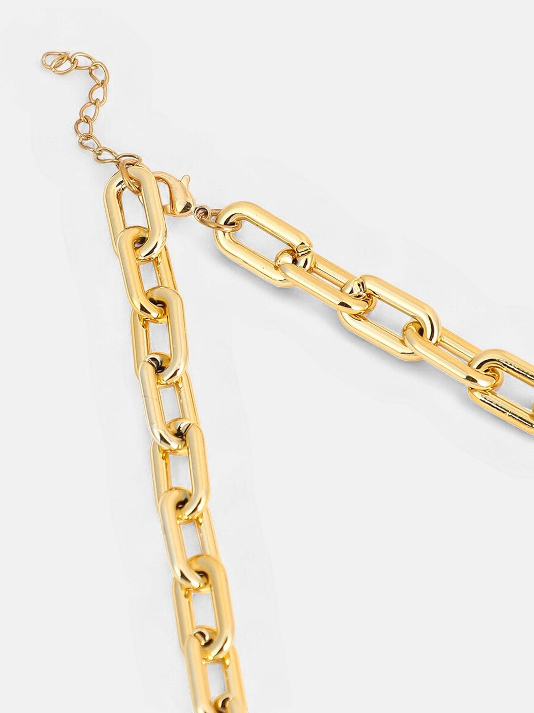 SOHI Gold-Plated Link Block Necklace