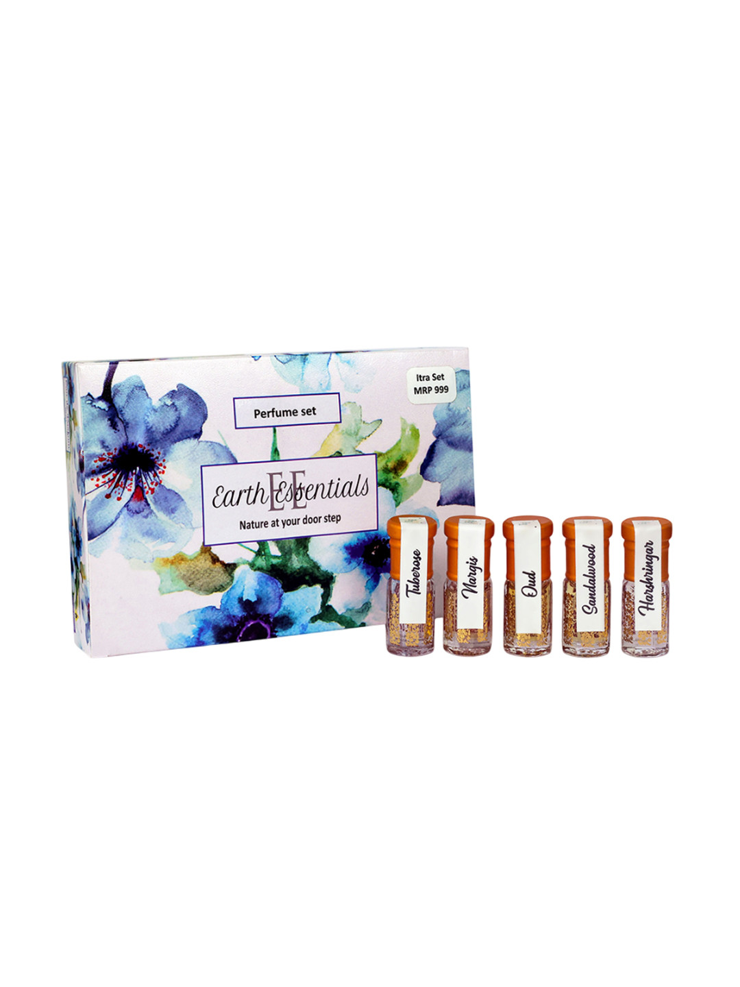 Earth Essentials Set Of 5 Tuberose, Nargis, Sandalwood & Harshrinagar Attar-8ml Each