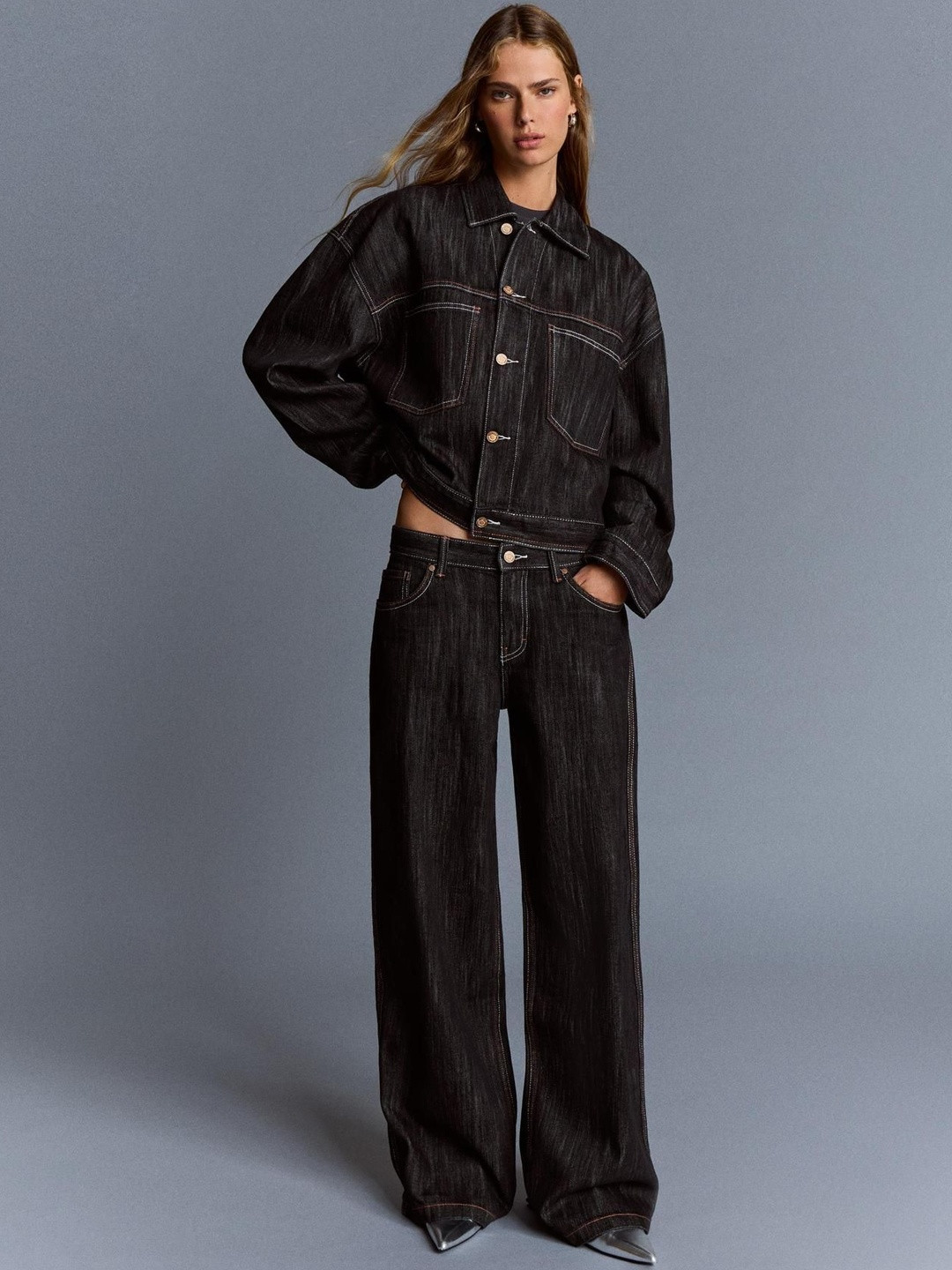 Bershka Boyfriend Jacquard Jeans