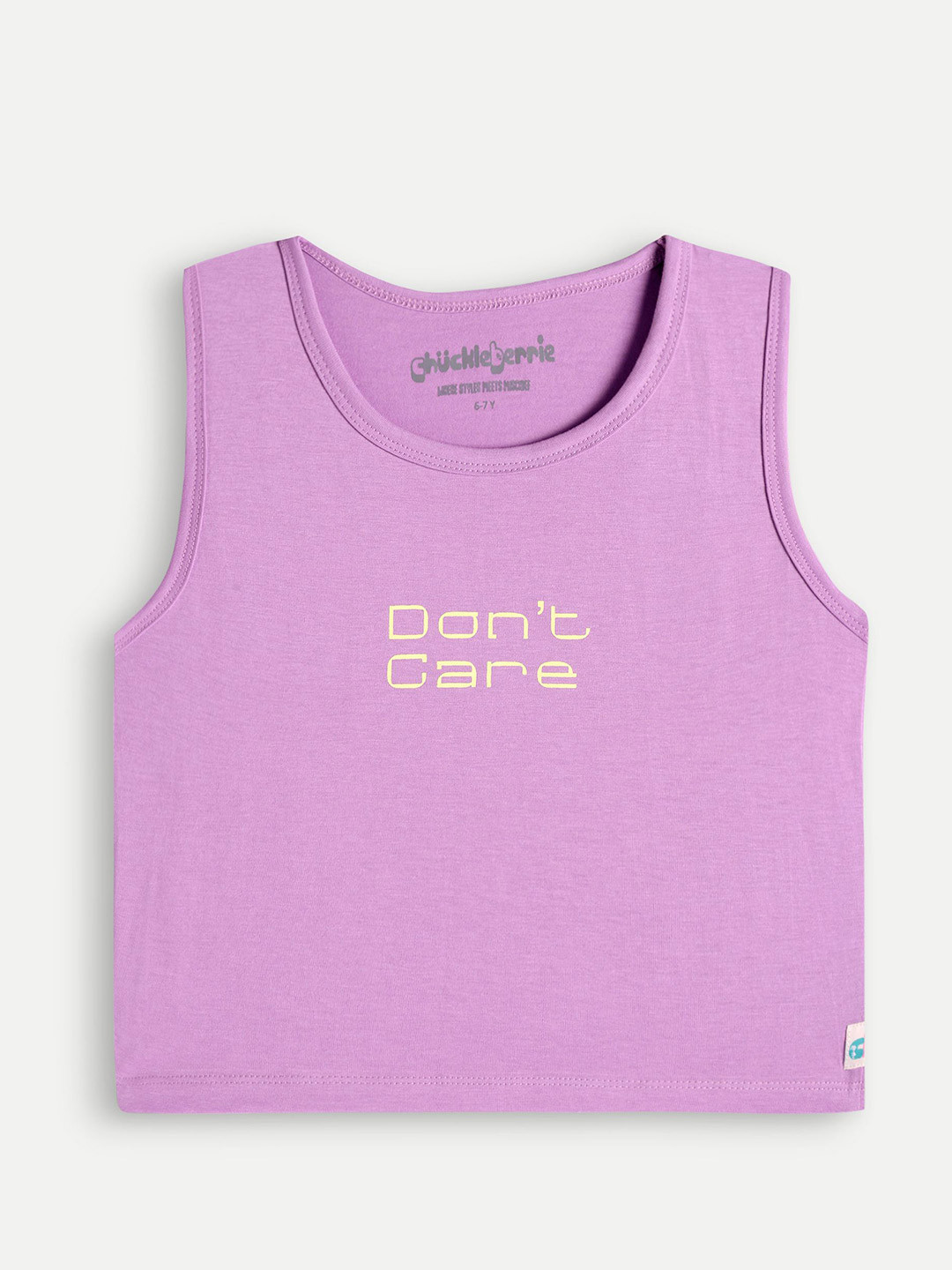 Chuckleberrie Girls Solid Typography Tank Top