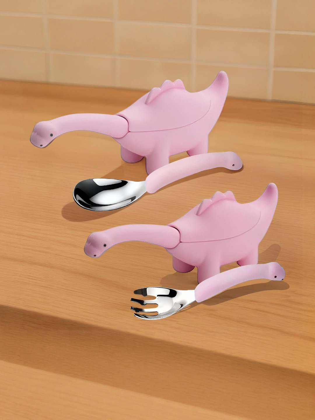 ONE AND ONLY Pink Stainless Steel Serving Spoon & Fork Set