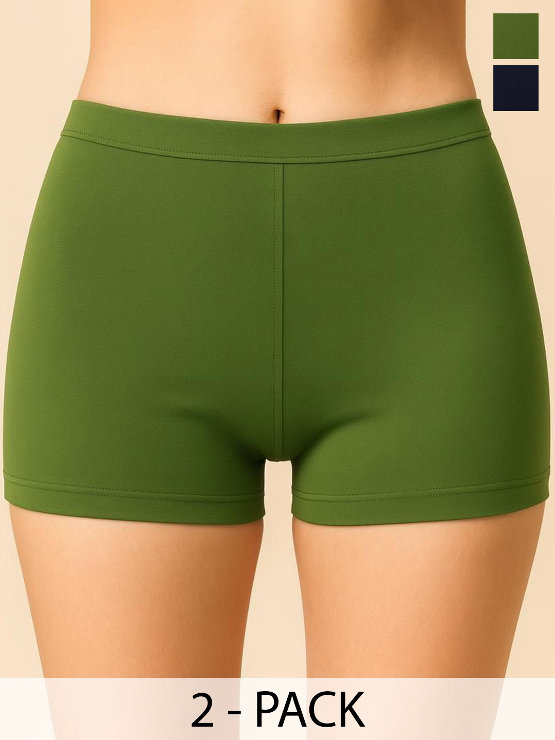 Apraa & Parma Women Pack Of 2 Mid-Rise Boy Shorts Briefs AP SBT-33 D Green,Navy X