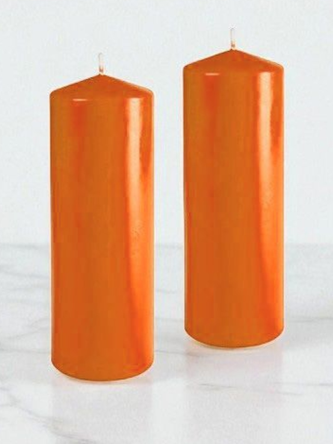 ASIDEA Set of 2 Orange Pillar Candle
