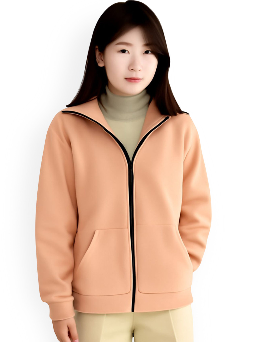 LECOWAR Women Solid Open Front Jacket