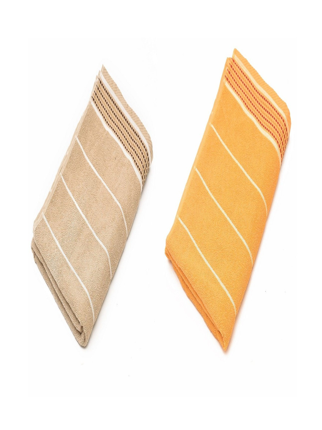 Myntra Elegant Homes Brown & Orange 2 Piece Striped 500 GSM Towel Set