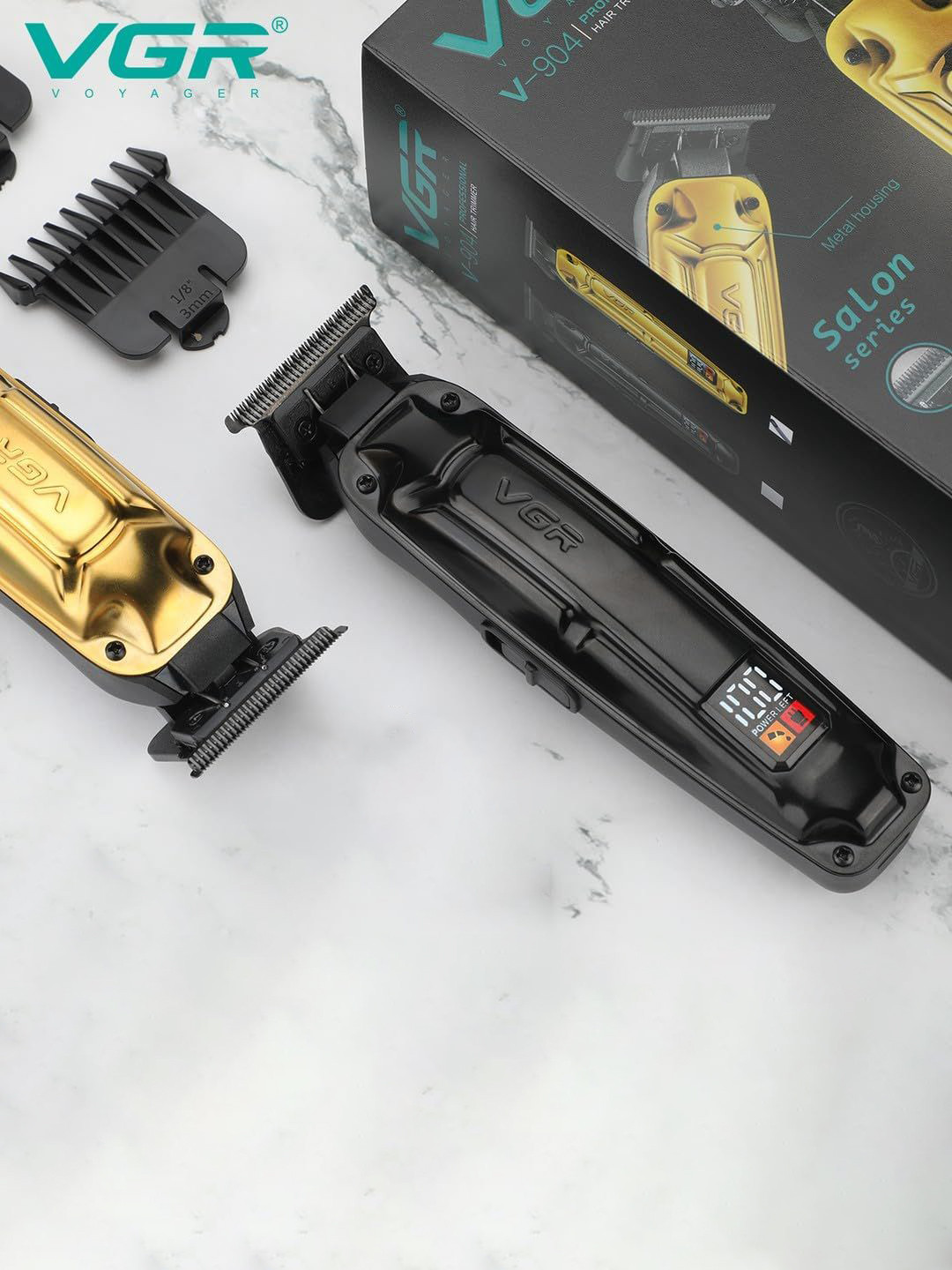 VGR V-904 Professional Hair Clipper With LED Display- Gold