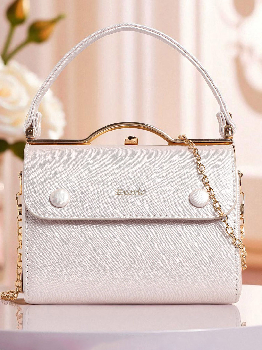 Exotic Textured Synthetic Leather Small Structured Handheld Bag