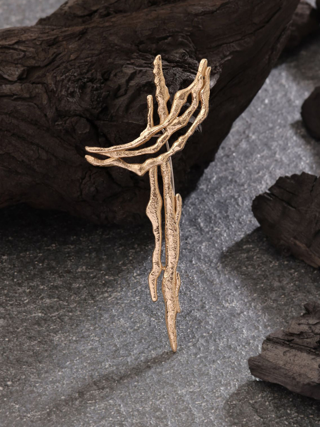 COSA NOSTRAA Men Golden Drift Statement Brooch