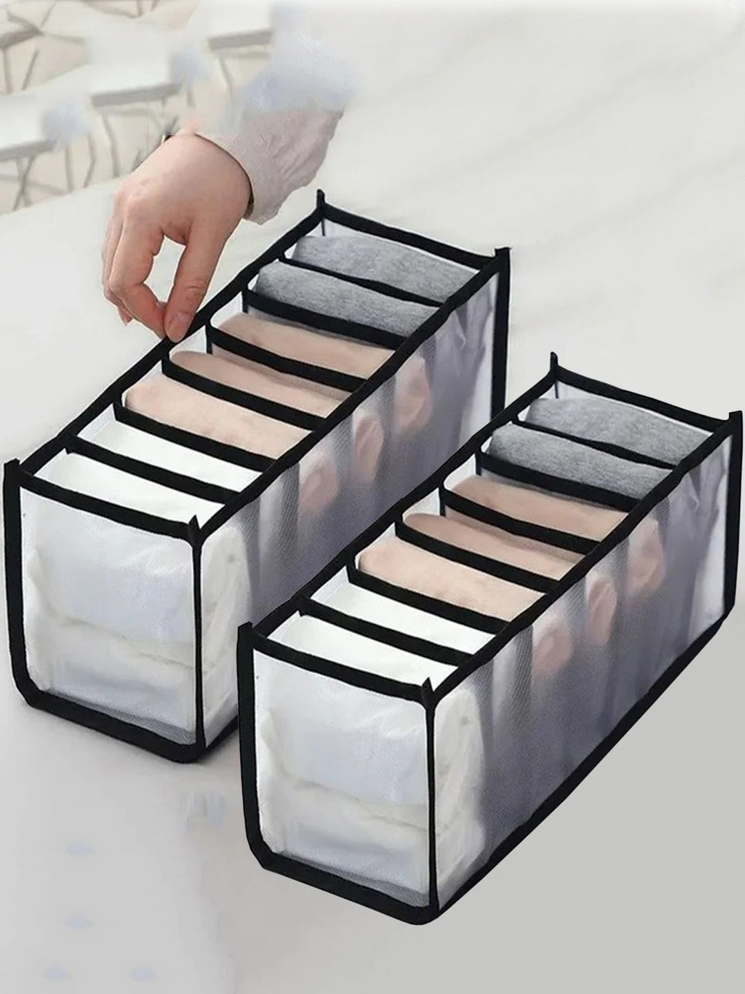 atorakushon Brown Set of 2 Regular Drawer wardrobe Organizers For Clothes Storage Bags