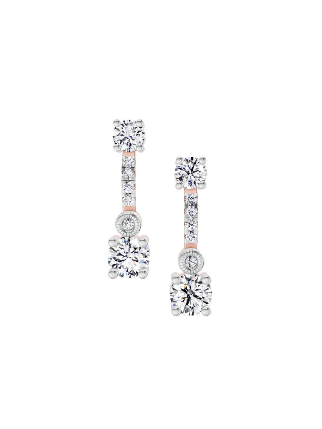 Sparkles 14Kt Round Linear Drop Stud Earrings With 0.74 Carat Lab Grown Diamond -  2.2g