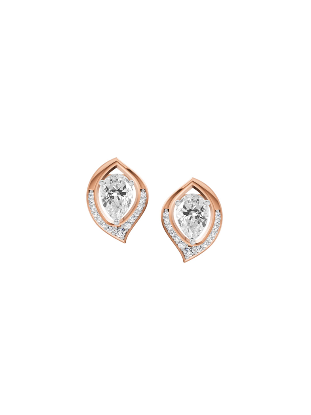 Sparkles 14Kt Gold Pear Halo Stud Earrings With 0.81 Ct Lab Grown Diamond - 1.87g