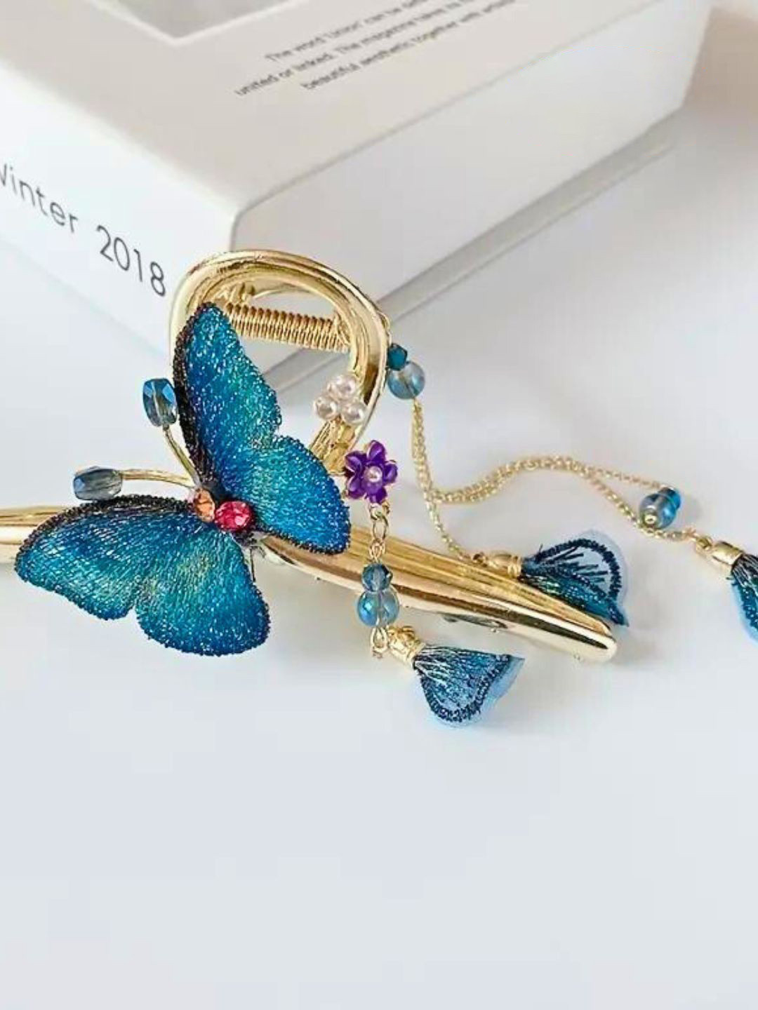 Puchku Women Butterfly Tassel Claw Clip