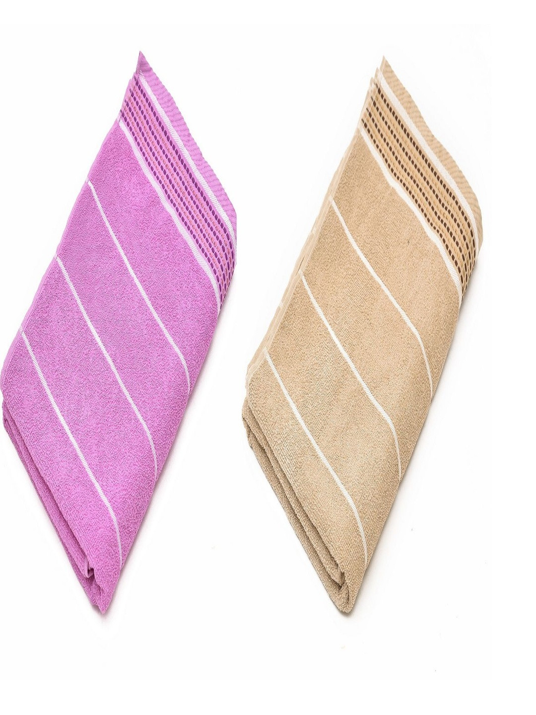 Myntra Elegant Homes Pack Of 2 Purple & Brown Striped 500 GSM Towel Set
