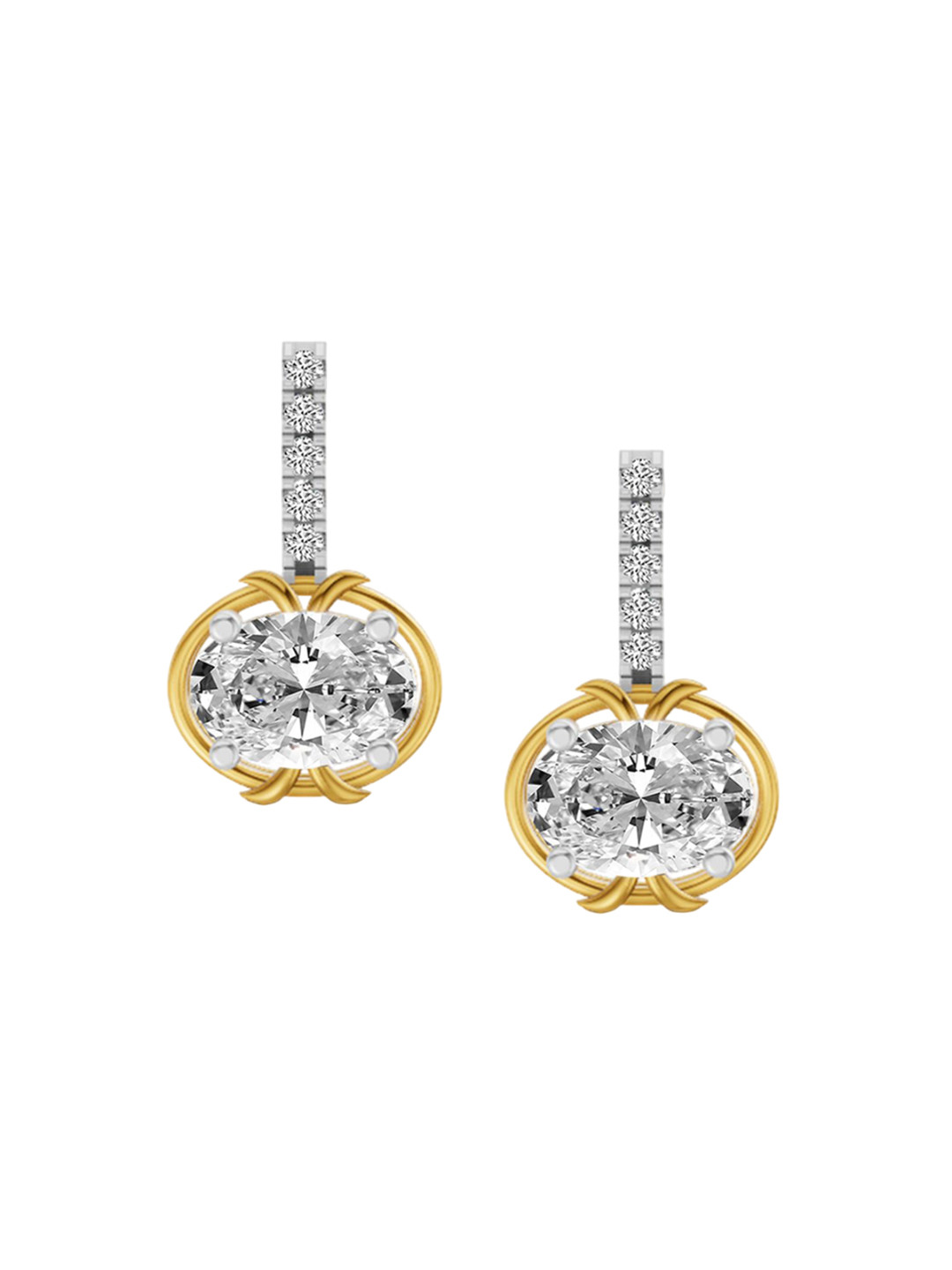 Sparkles 14 KT Yellow Gold 1.14 Ct  Drop Oval Shape Lab Grown Diamond Earrings 1.9
