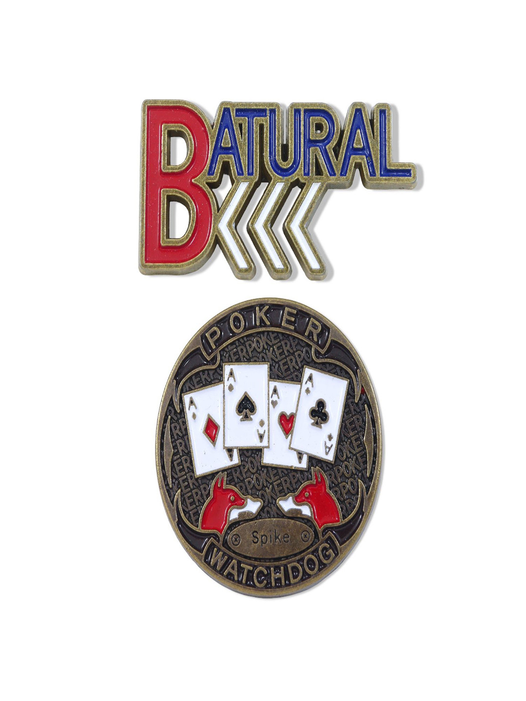 ADORN Set Of 2 Unisex Poker Watchdog Minimal Broochs