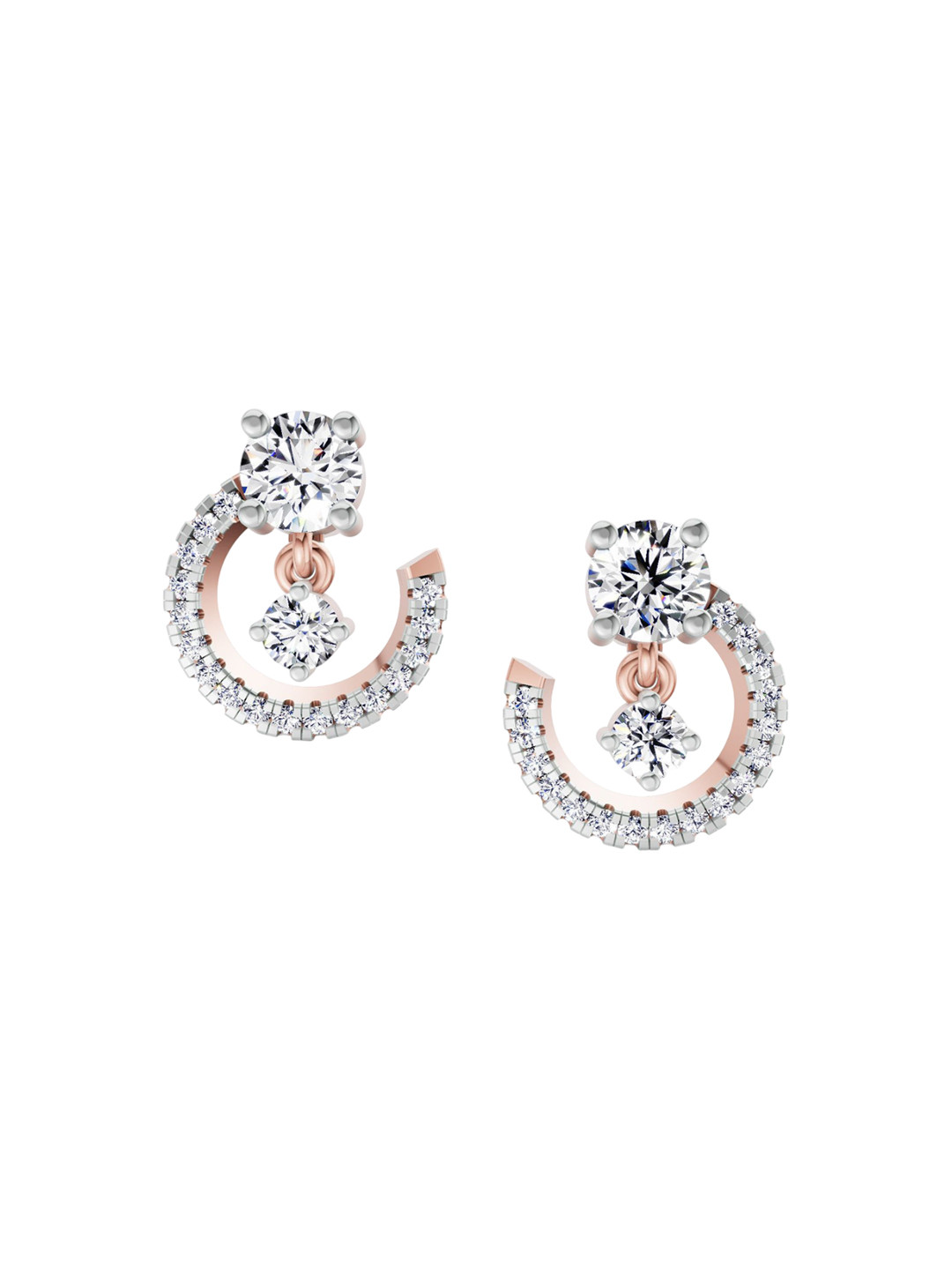 Sparkles 14Kt Gold Round Crescent Drop Earrings With 0.78 Ct Lab Grown Diamond - 2.9 g