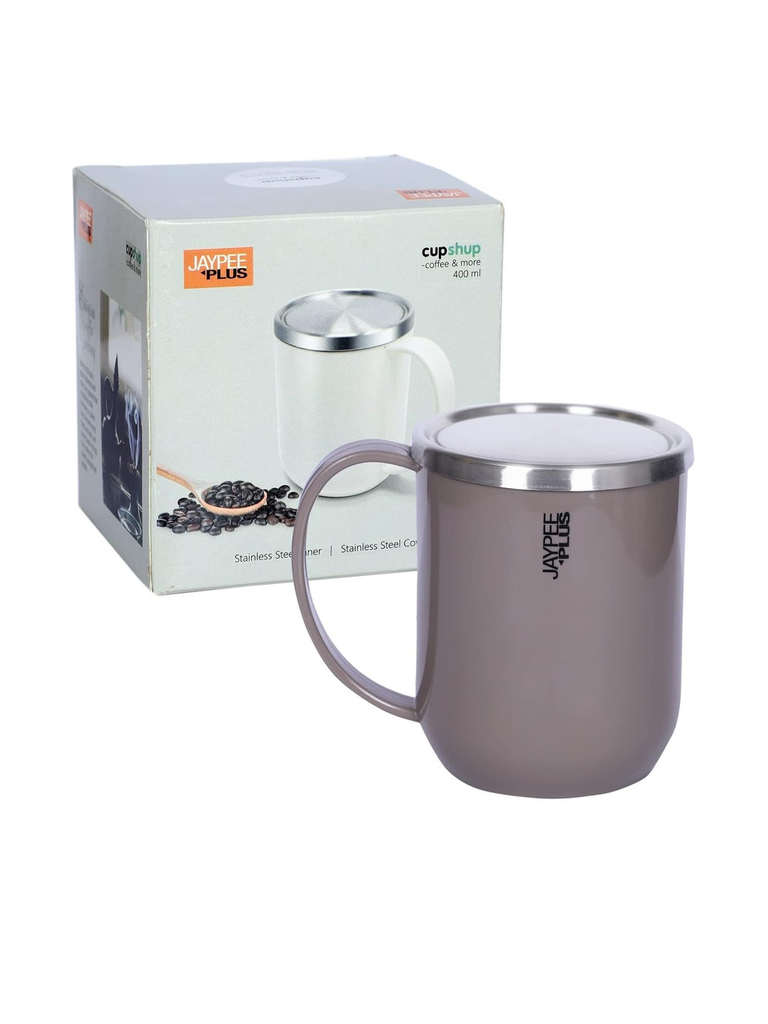 JAYPEE PLUS Grey Printed Stainless Steel Matte Mug