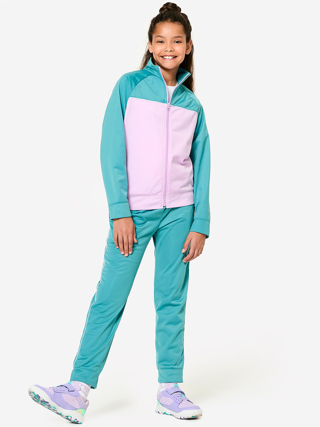 Decathlon Colourblocked Mock Collar Tracksuit