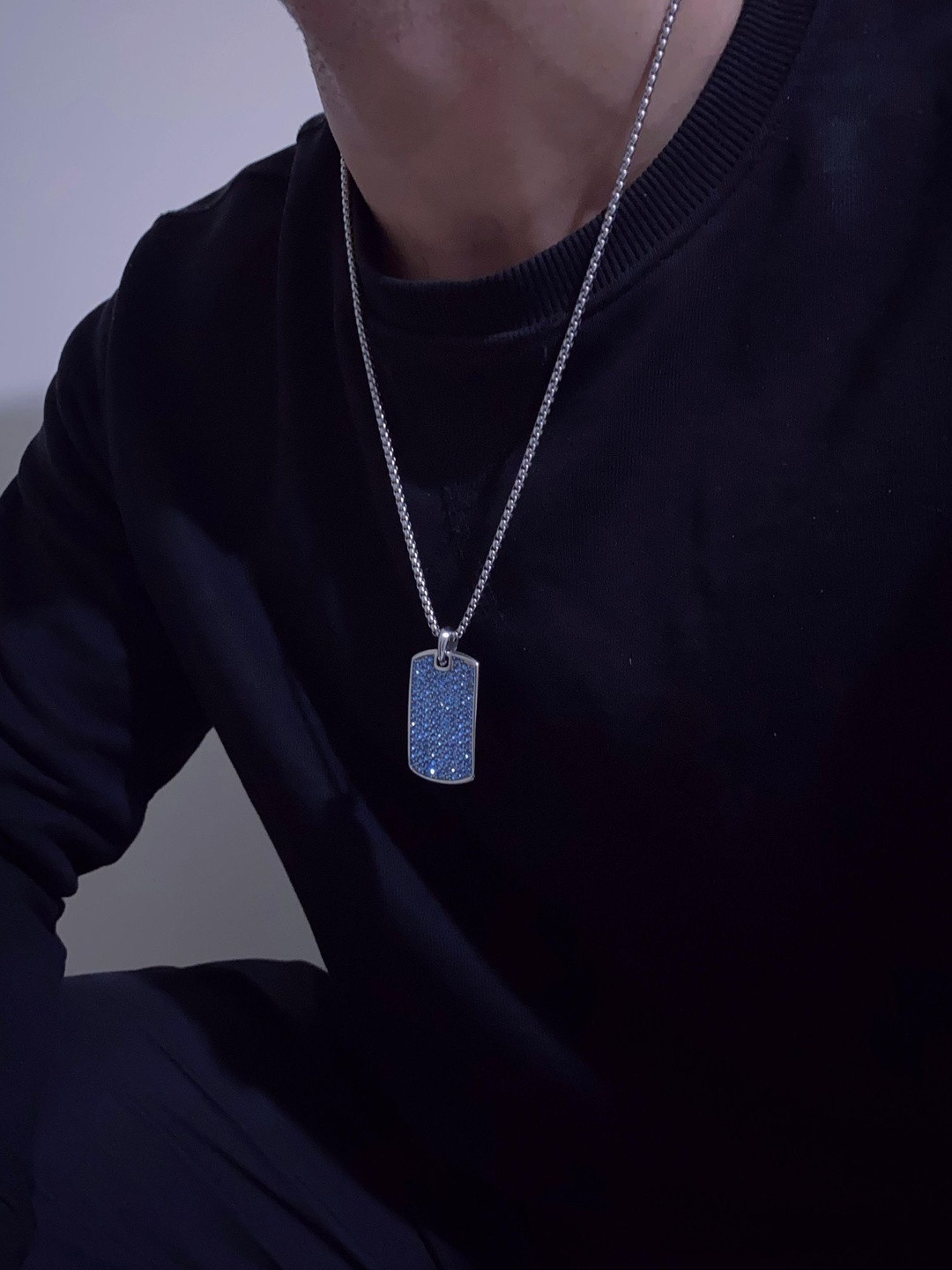 Dipitreats Men Brass Silver Plated Artificial Stones Chain