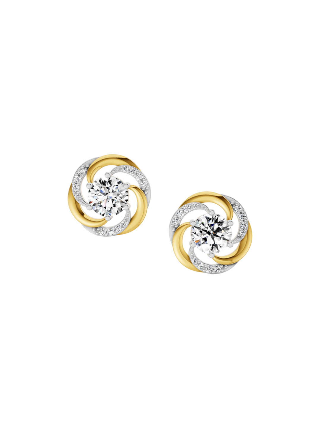 Sparkles 14Kt Gold Swirl Earrings With 1.76 Carat Lab Grown Diamond - 2.23 g