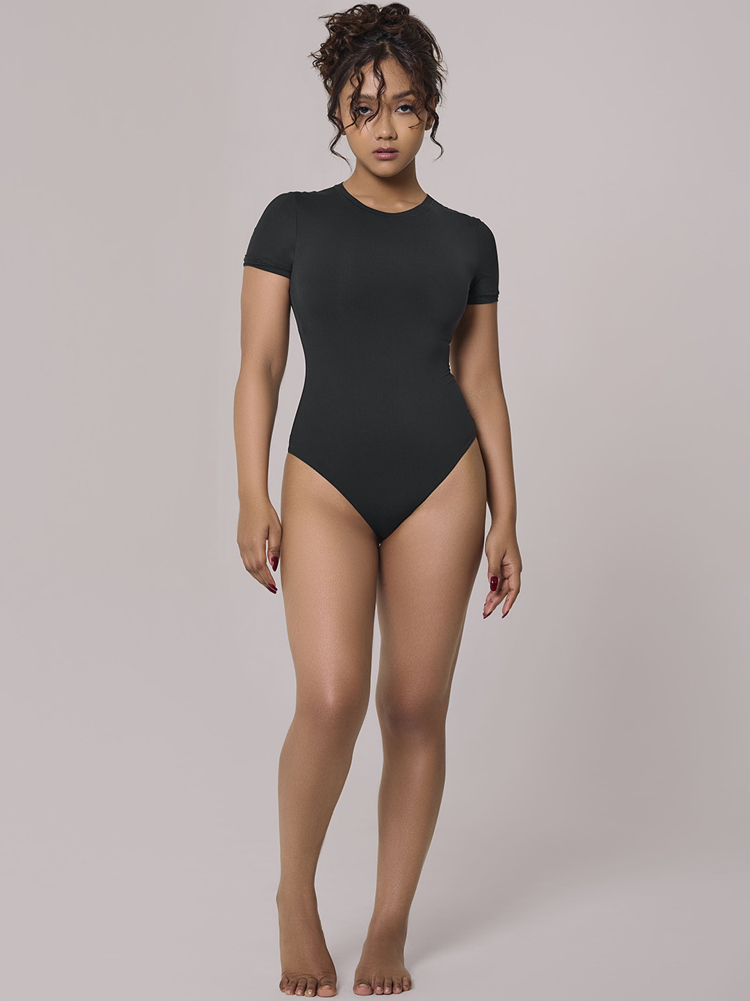 Invogue Cap Sleeves Bare Bodysuit