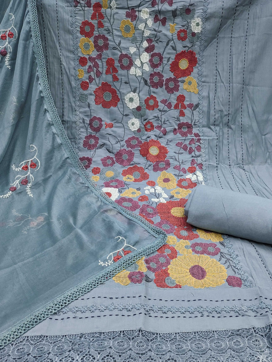 KALINI Roman Cotton Embroidery Dress Material