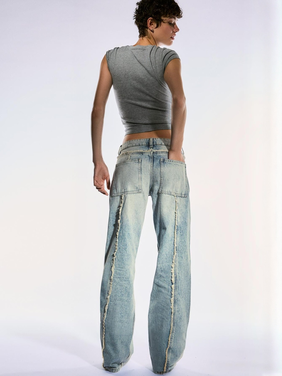 Bershka Low-rise Baggy Jeans With Fringing