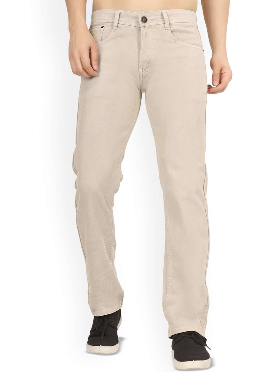 FLAKED Men Smart Relaxed Fit Low-Rise Bleached Cotton Stretchable Jeans