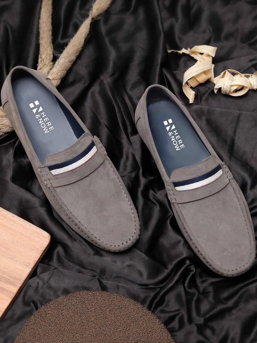 HERE&NOW Men Grey  Suede Casual Shoes
