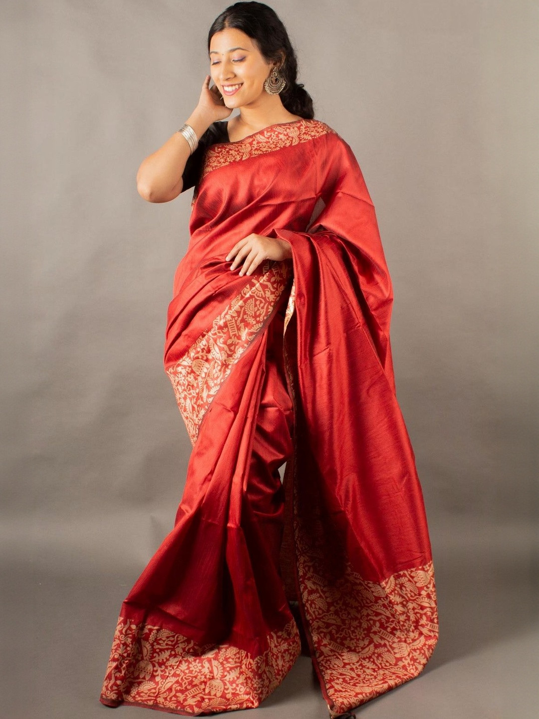 Anouk Women Red & Gold Saree With Printed Border