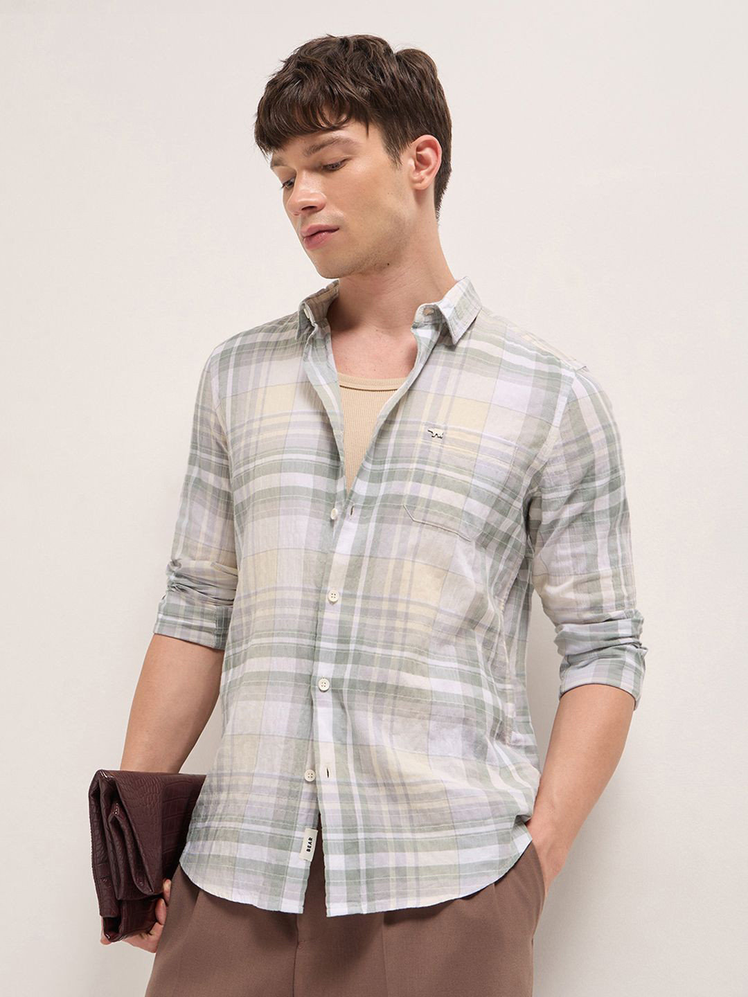 THE BEAR HOUSE Men Slim Fit Checked Casual Shirt