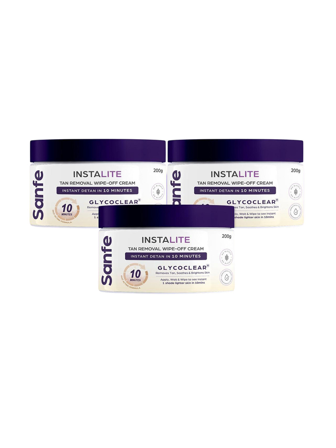 Sanfe Set Of 3 Instalite Detan Wipe-Off Cream- 200 g Each