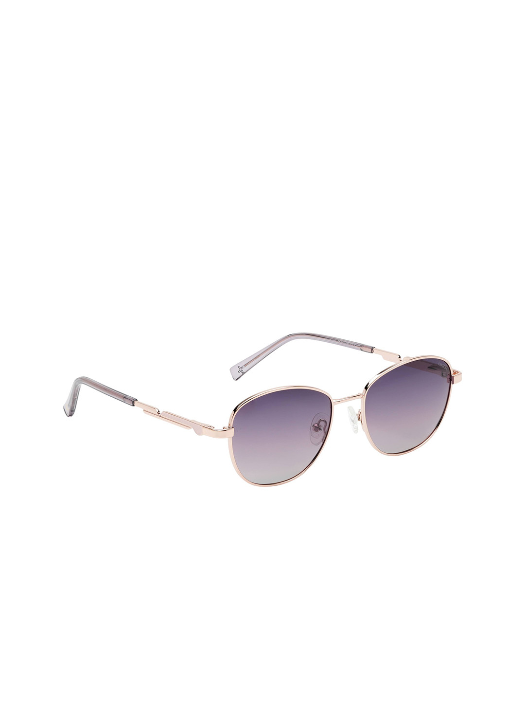 KOSCH ELEMENTE Women Purple Lens & Rose Gold-Toned Oval Sunglasses with Polarised Lens