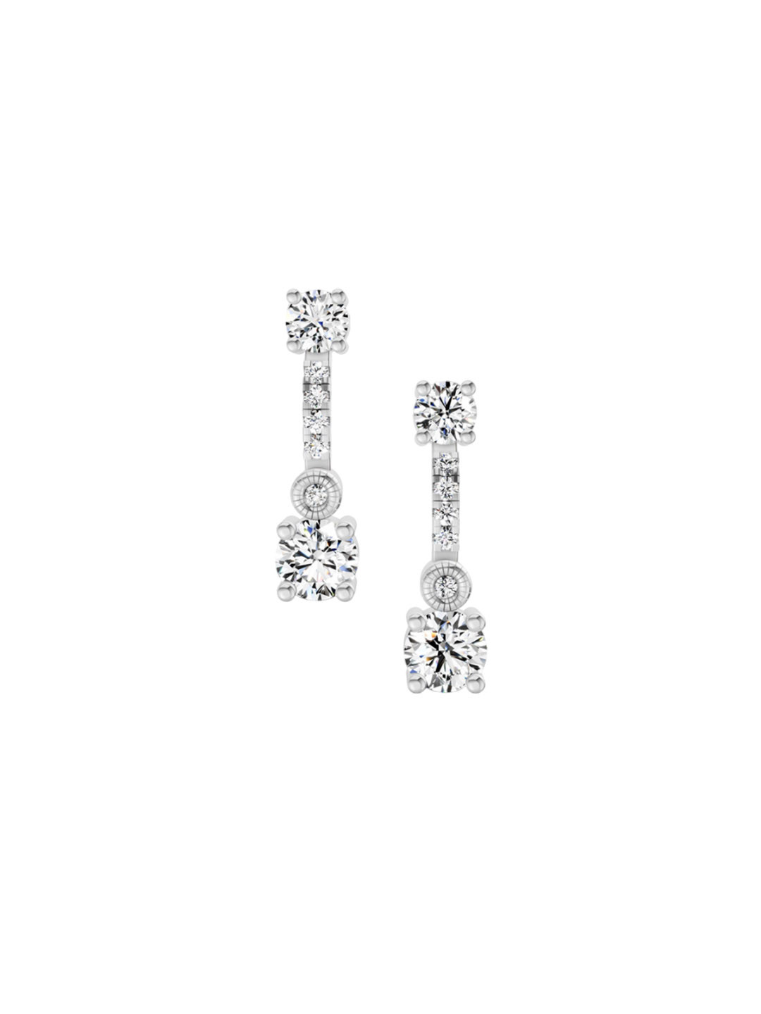 Sparkles 14Kt Gold Round Linear Drop Earrings With 0.74  Carat Lab Grown Diamond - 2.2 g
