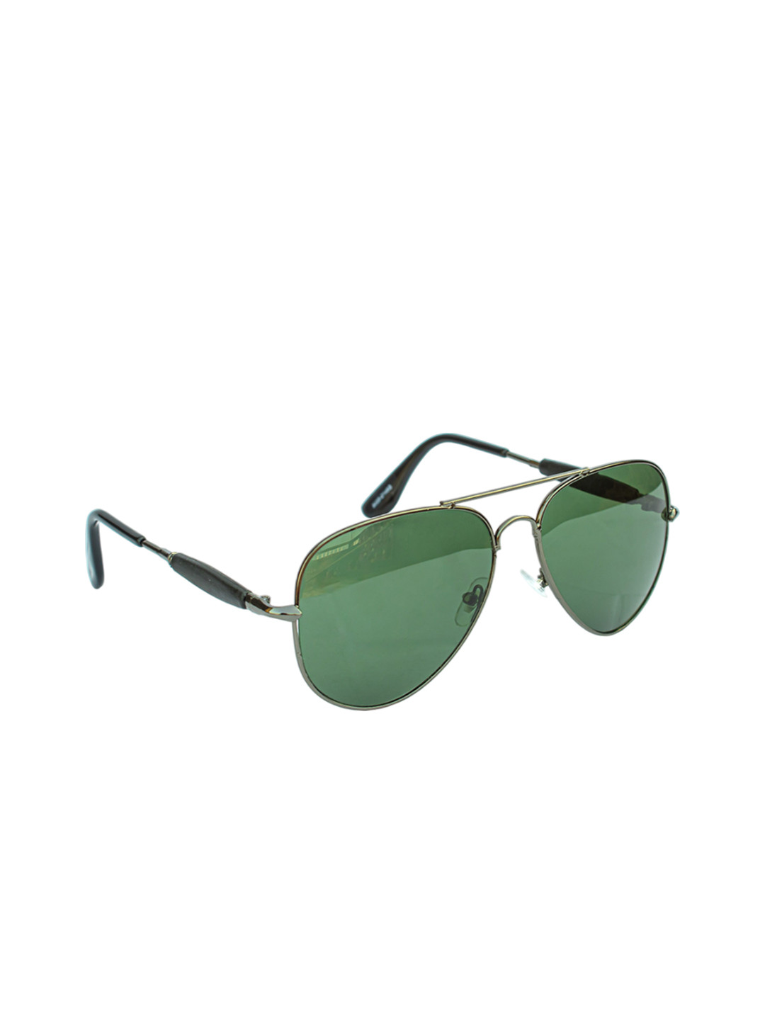 Jiebo Men Green Lens & Black Aviator Sunglasses