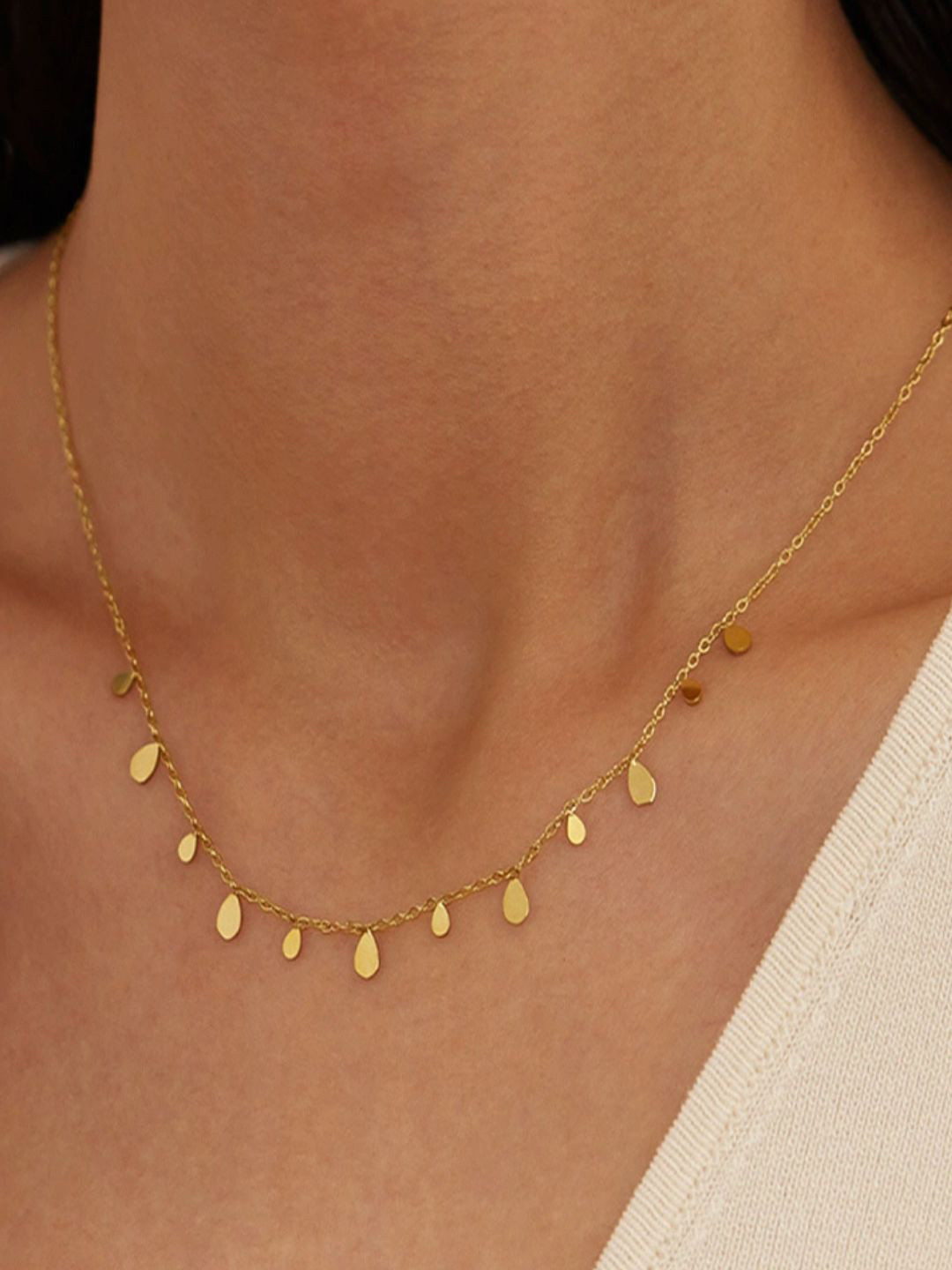 AQUASTREET 18K Gold Plated Anti-Tarnish Waterproof Tear Drops Chain Necklace