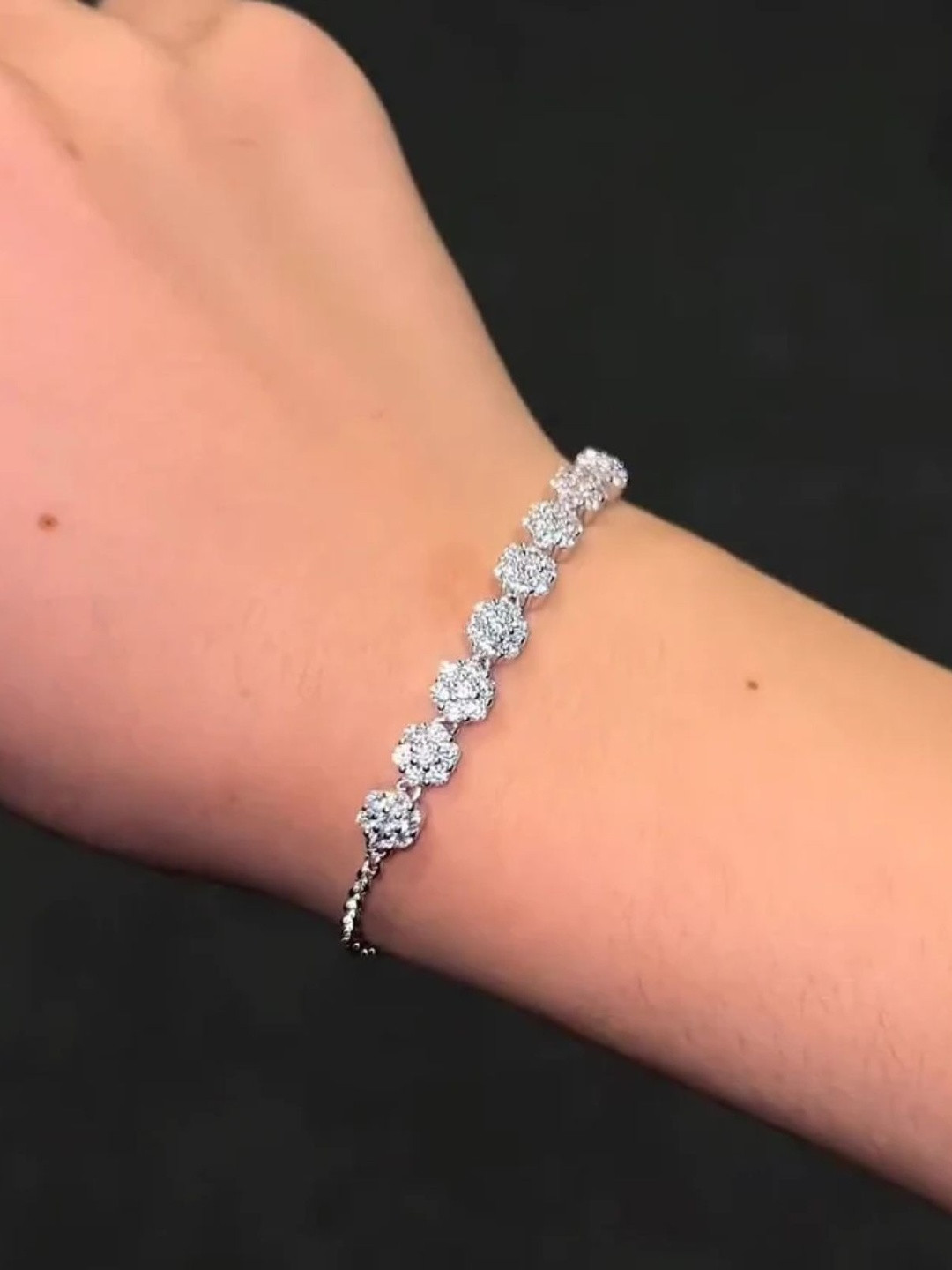 Zarkan Women Silver 925 Floral Pair Love Silver Bracelet