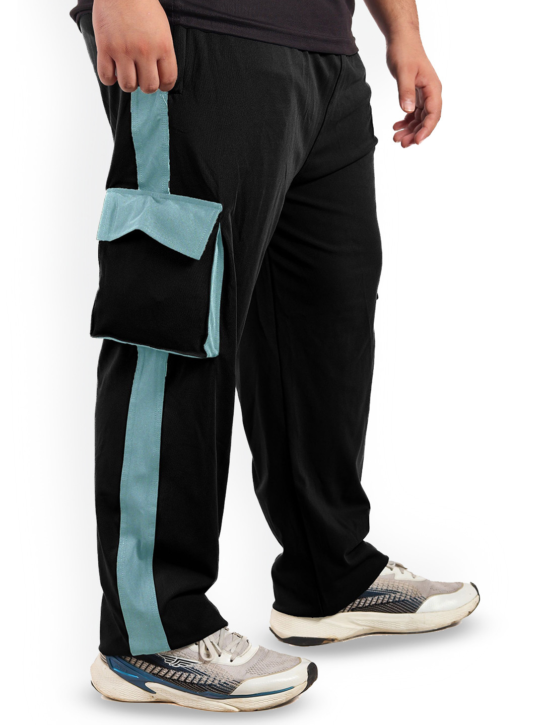 ADAAISTIC Men Plus Size Colourblocked Mid-Rise Dri-FIT Cargo Track Pants