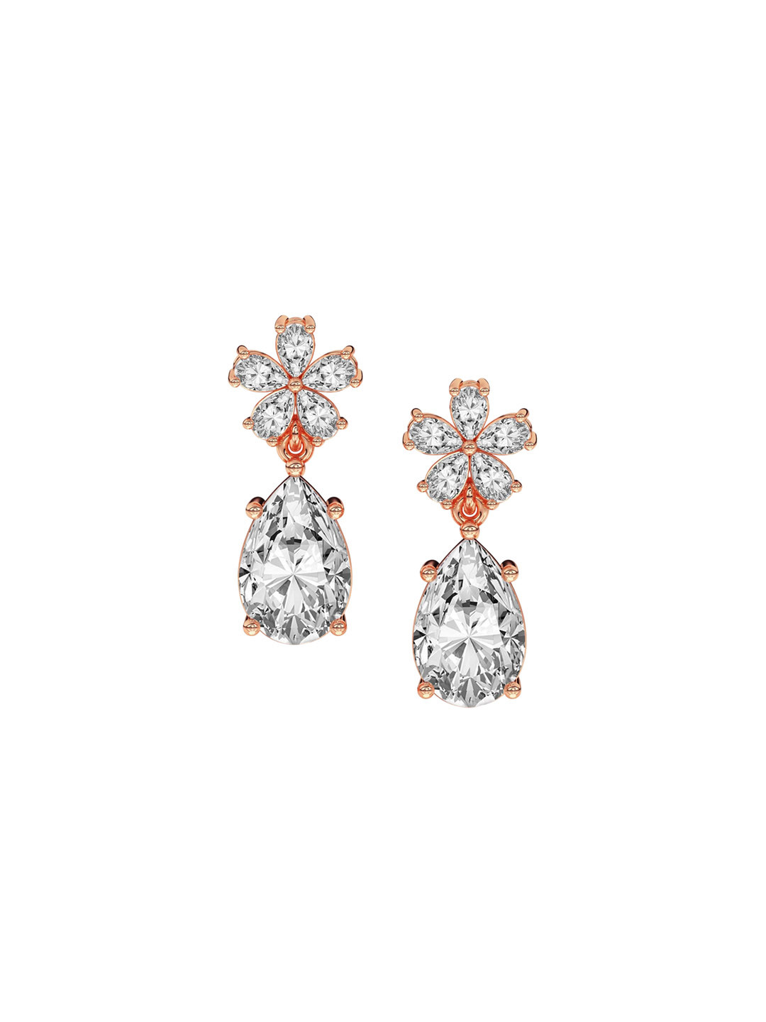 Sparkles 14Kt Gold Shape Dewdrops Earrings With 2 Carat Lab Grown Diamond - 2.46g