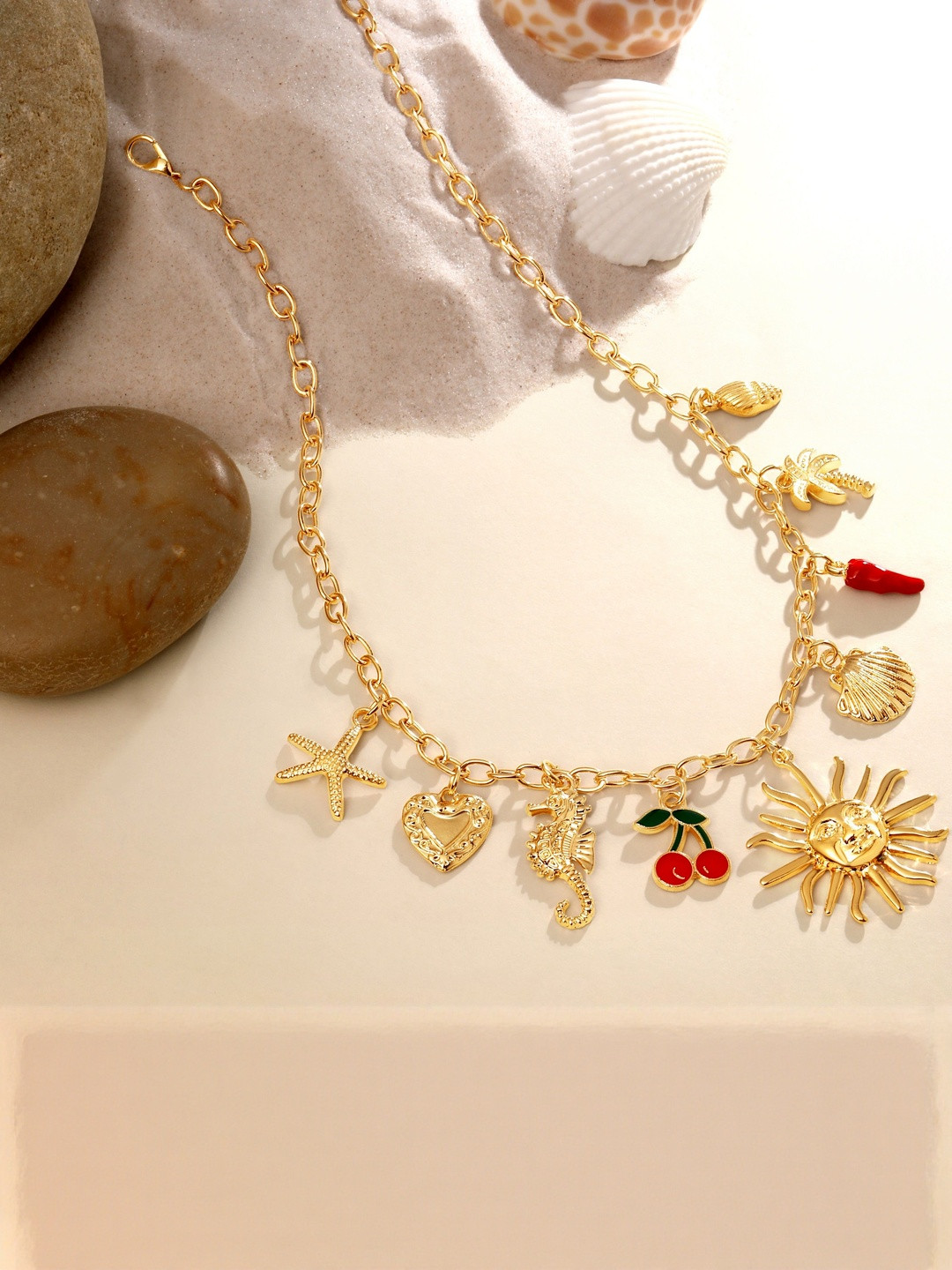 Atasi International Gold-Plated Link Chains Statement Necklace