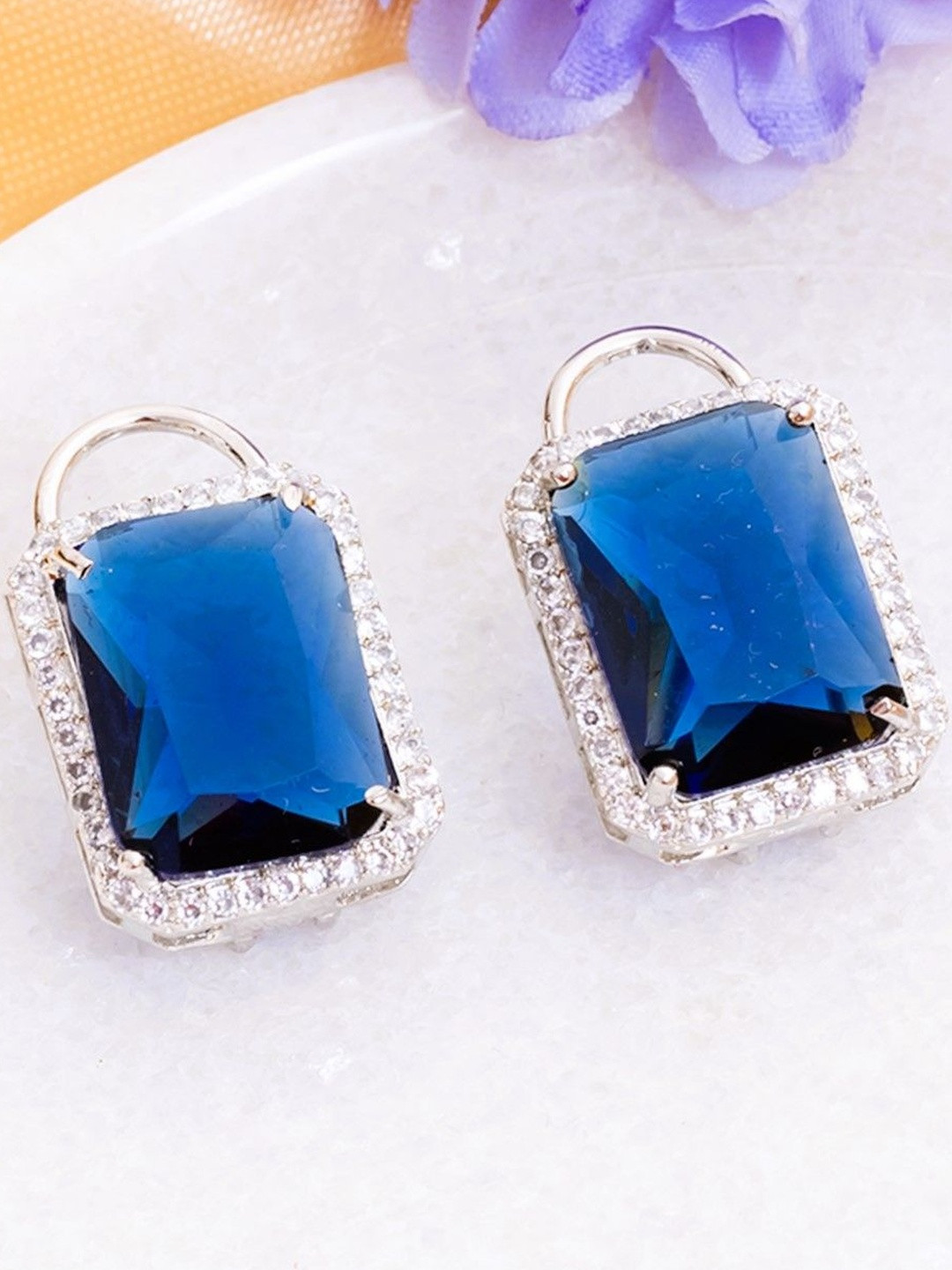 Manikya Women Square Studs American Diamond Earrings