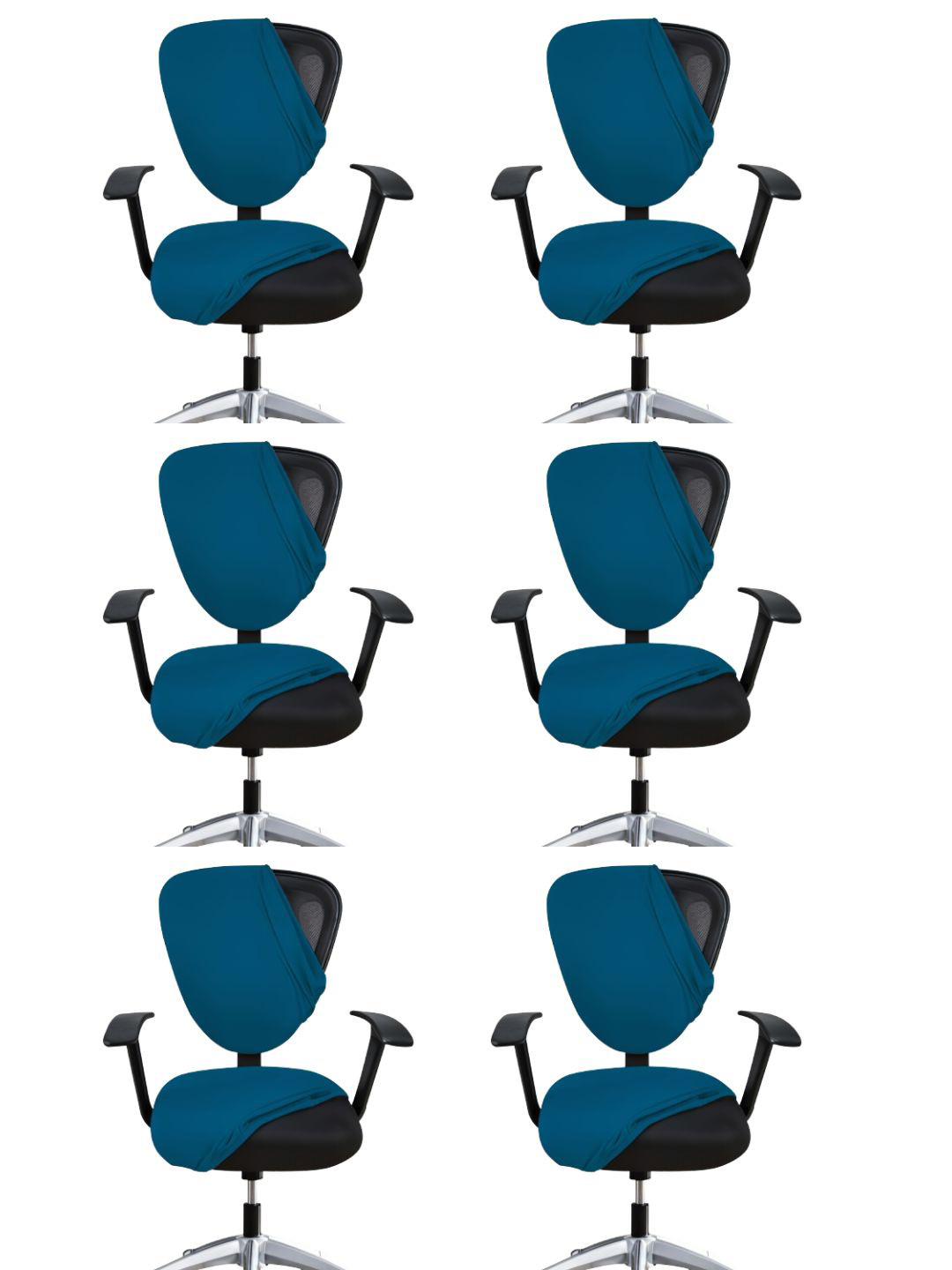 Lazi 200 GSM Blue 6 Pieces Stretchable  Office Chair Covers