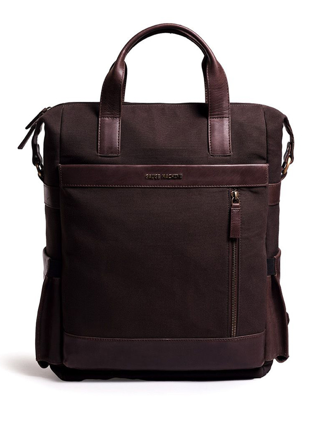 Gauge Machine Unisex Textured 16 inch Leather Backpack With Adjustable Strap