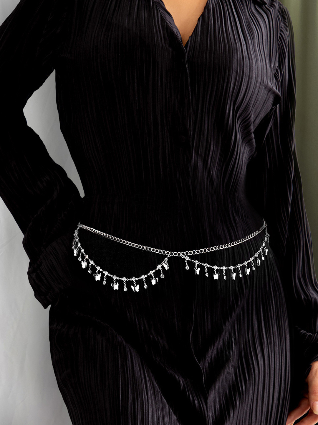 Peora Butterfly Style Cubic Zirconia Studded Waist Chain Saree Accessories