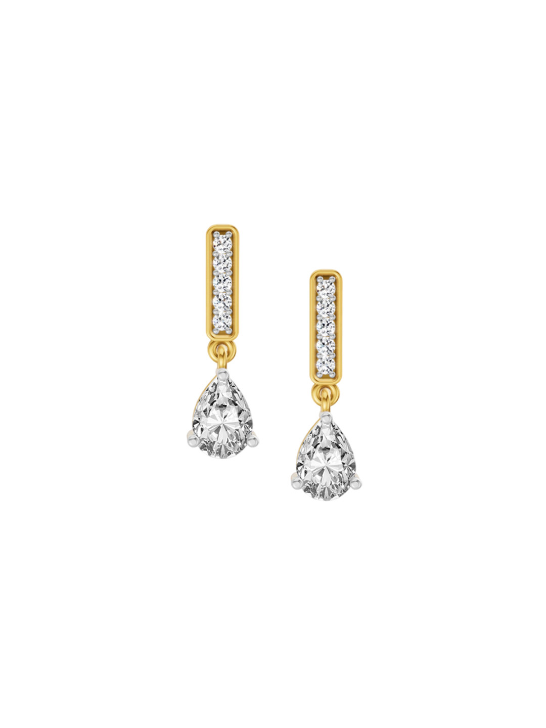 Sparkles 14Kt Gold Pear Drop Earrings With 1.3 Ct Lab Grown Diamond - 2.4 g