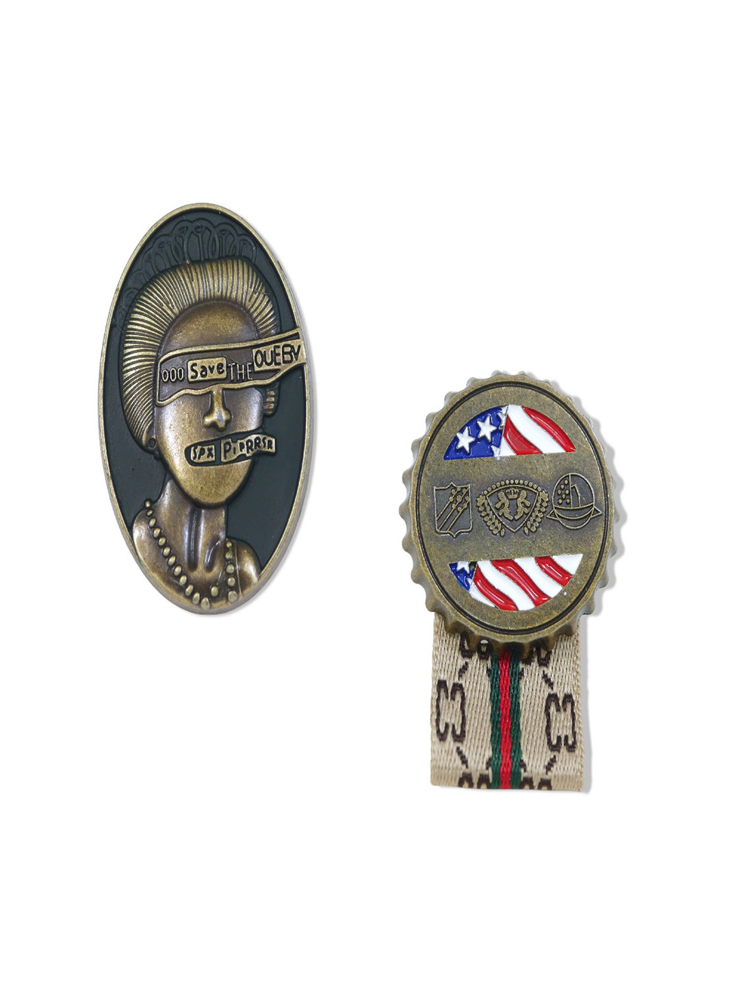 ADORN Set Of 2 Unisex Royal Pop Shaped Statement Broochs