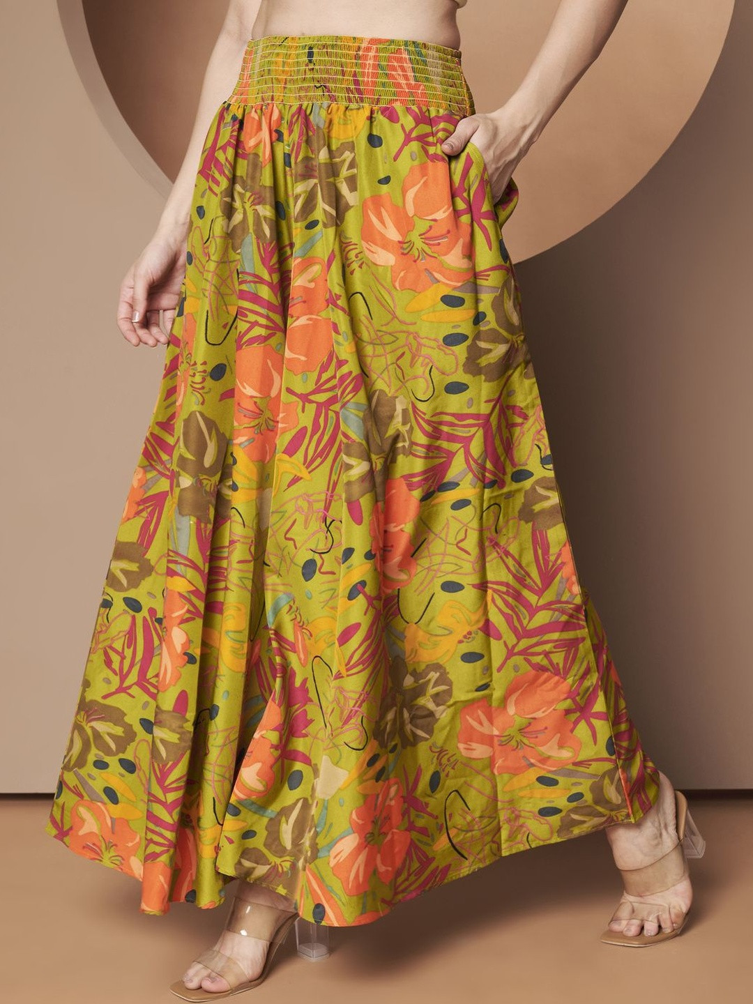 LookShine Women Abstract Printed Stylish Wide-Leg Comfortable Elastic Waist Palazzos