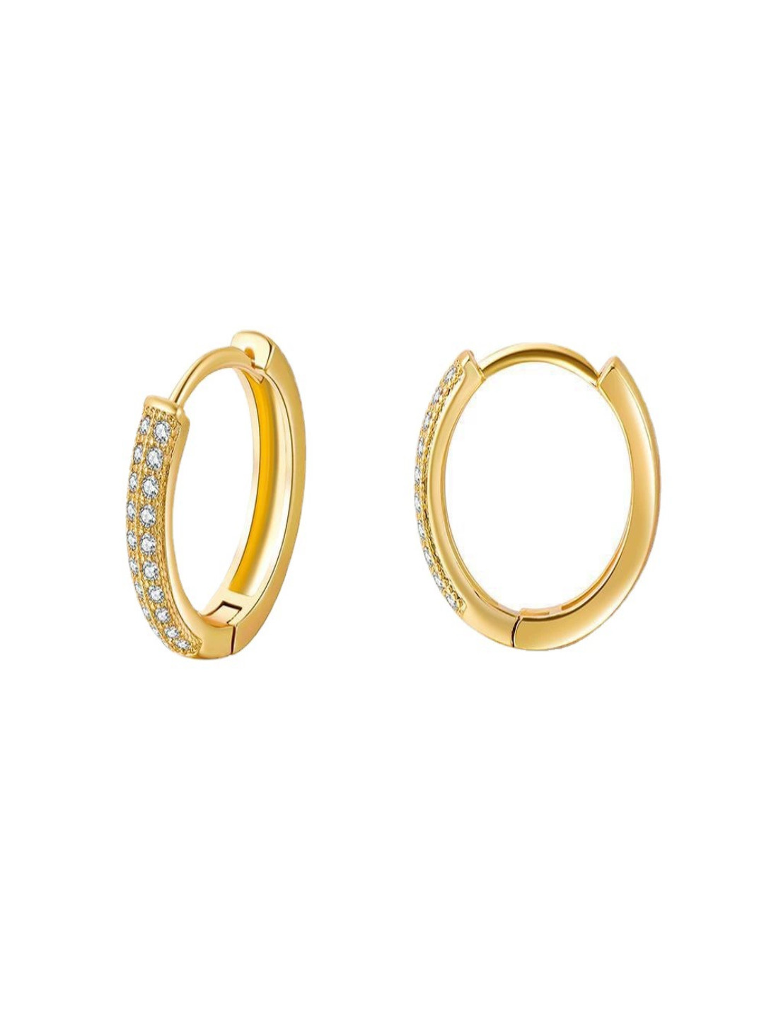 AQUASTREET 18K Gold Plated Anti-Tarnish 16mm diameter Zircon Hoop Earrings