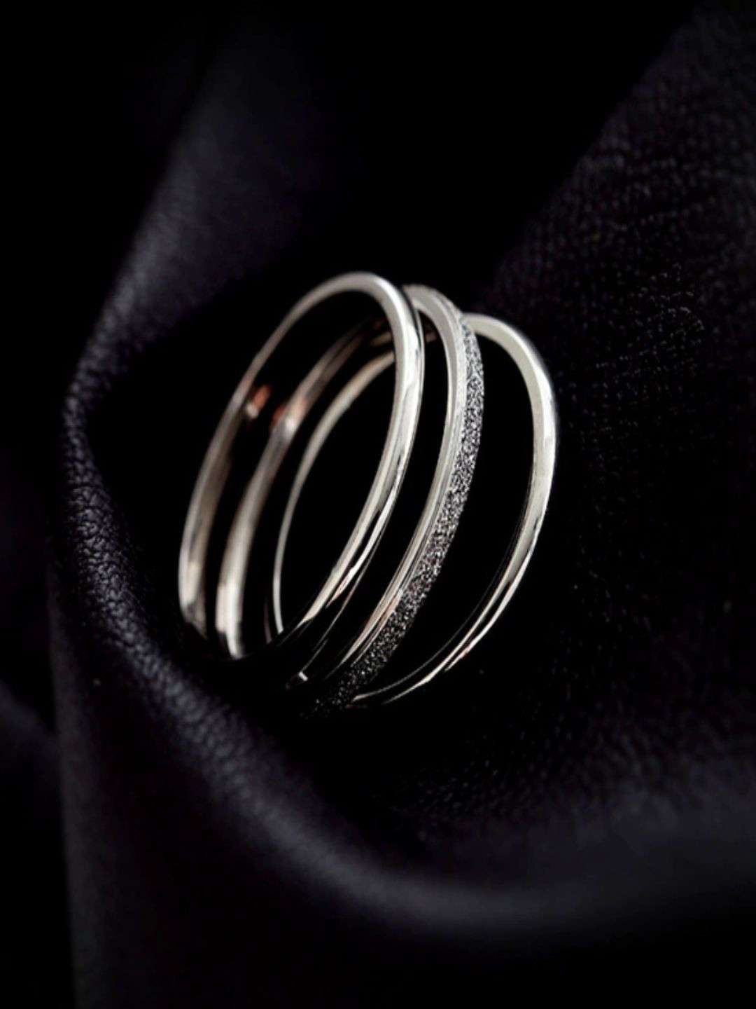 AQUASTREET Set Of 3 18K Silver Plated Anti-Tarnish Minimal Rings